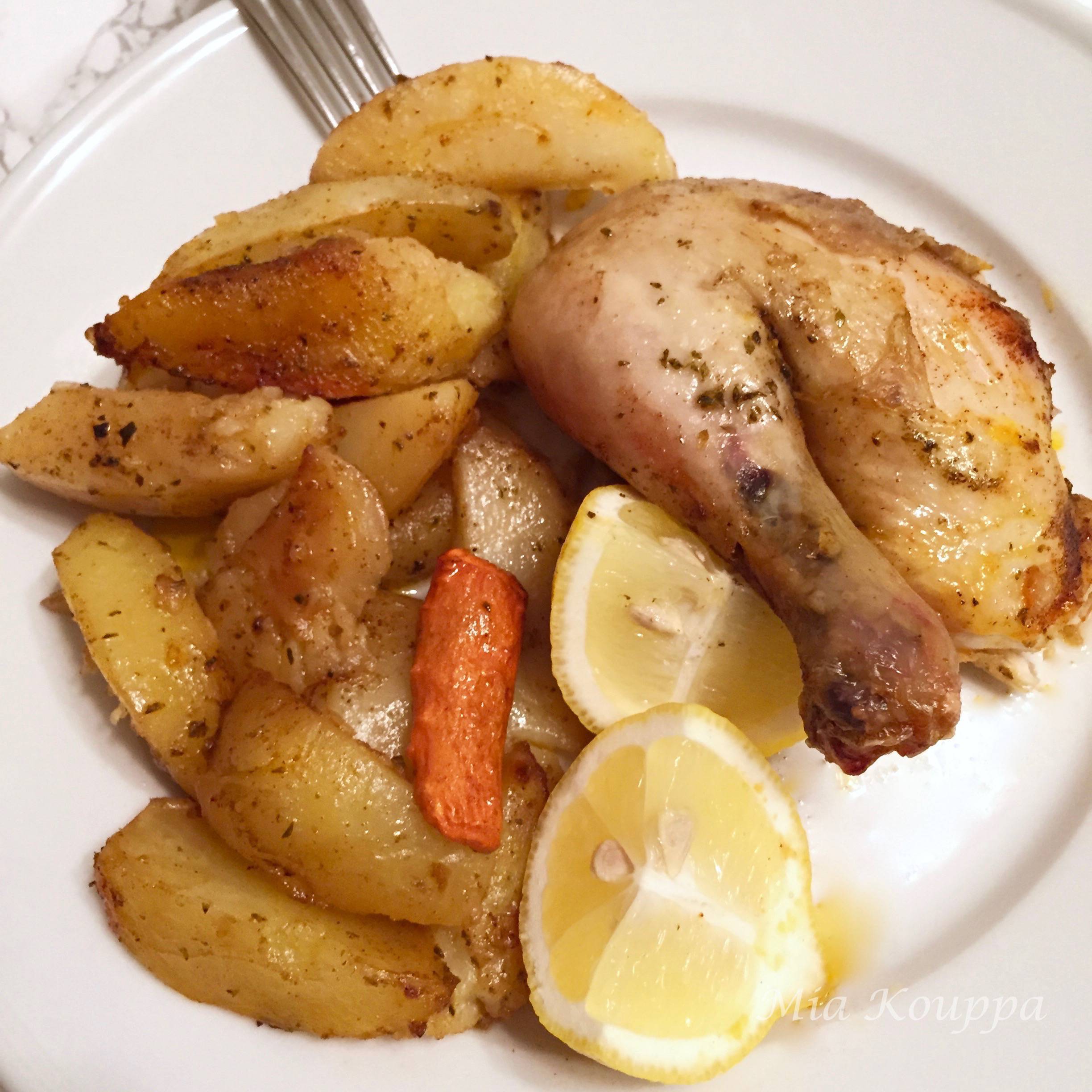 Greek roast chicken with potatoes recipe
