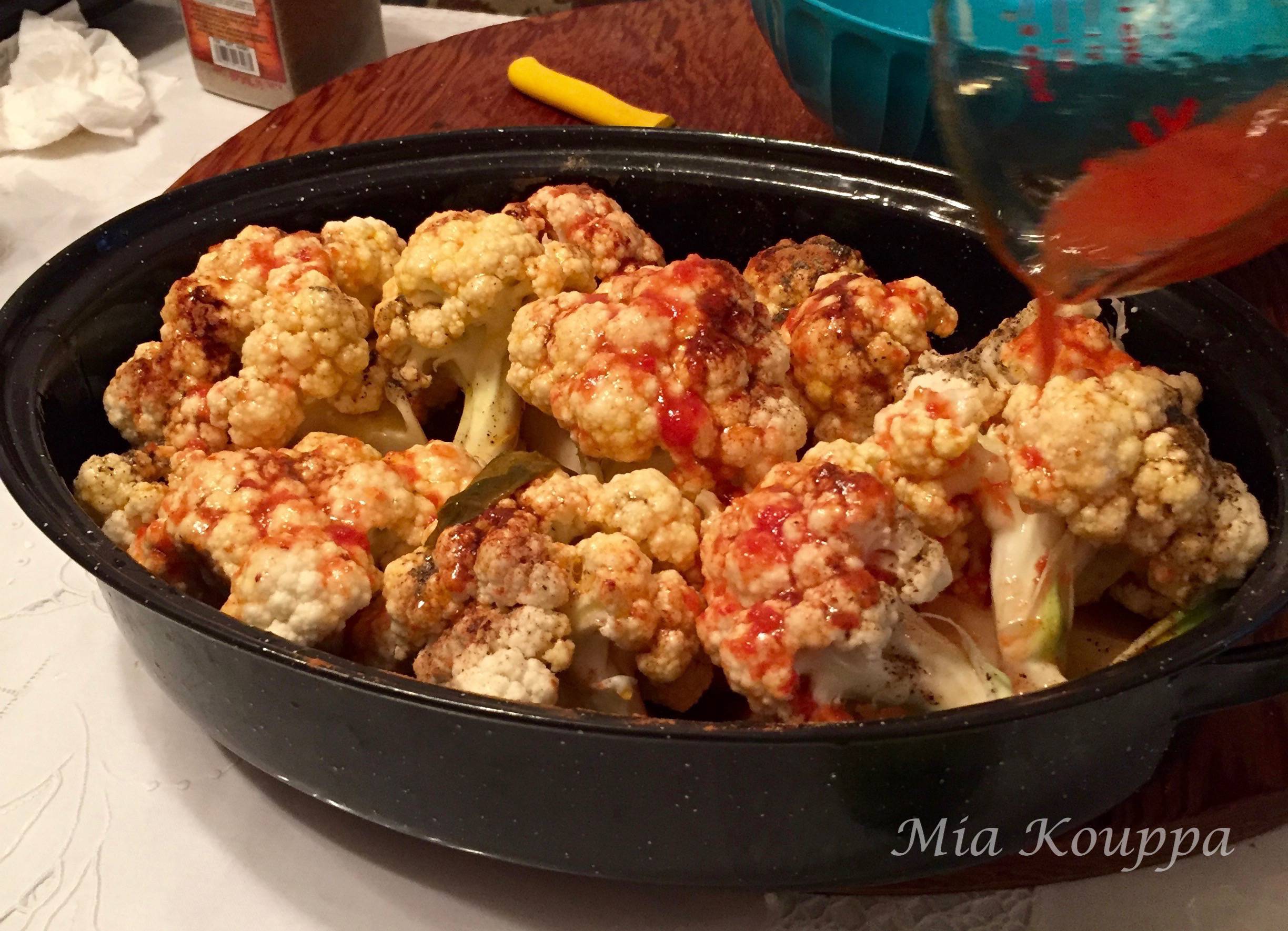 Roasted Cauliflower with spices and tomato sauce