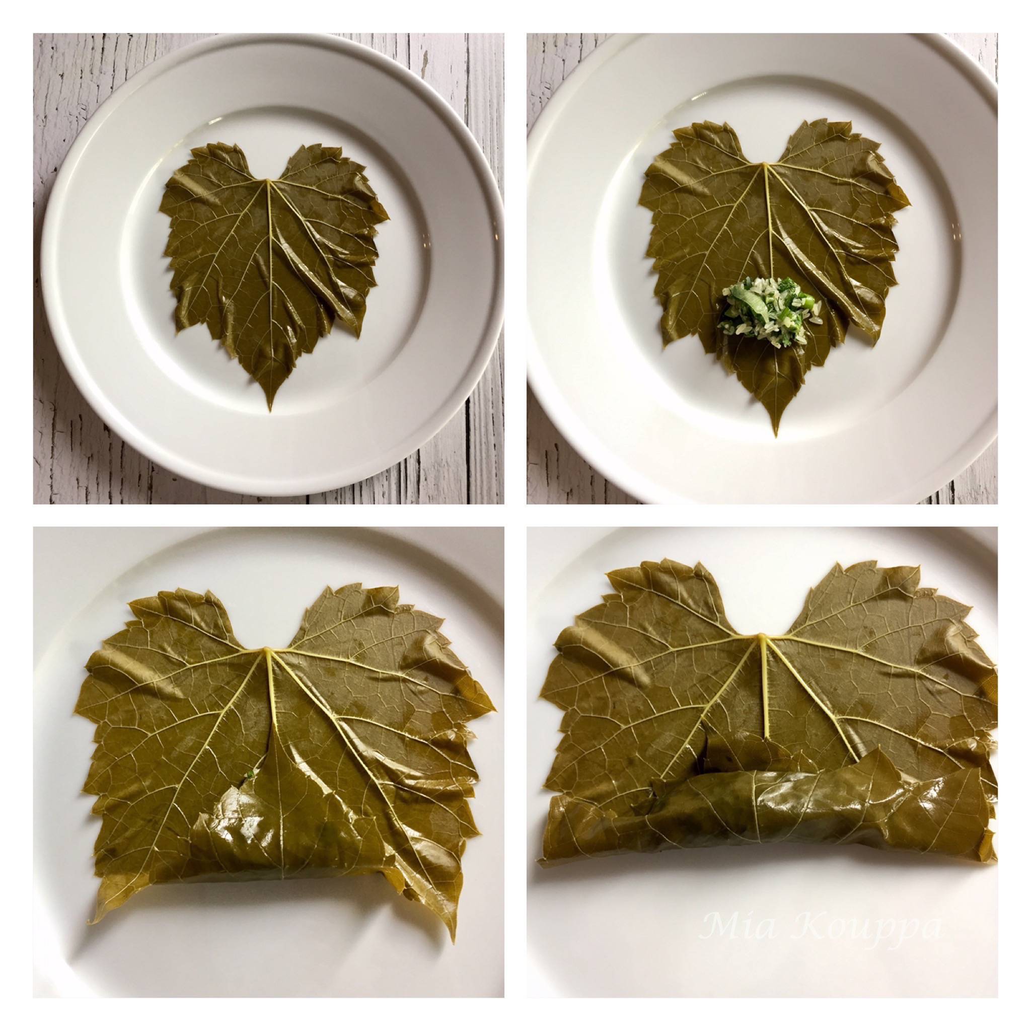 step by step on how to roll the dolmades