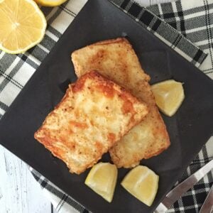 Cheese saganaki. Try this delicious Greek fried cheese recipe!