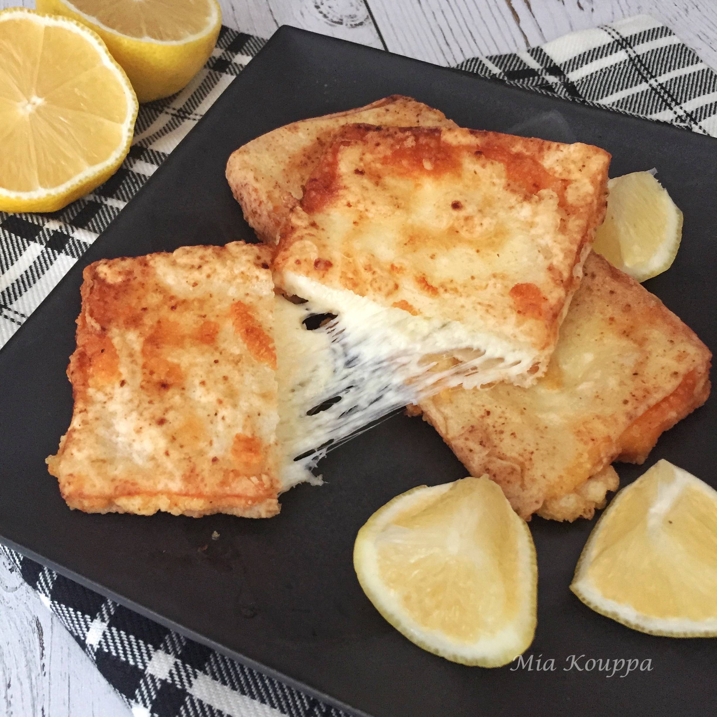 Cheese saganaki. Try this delicious Greek fried cheese recipe!