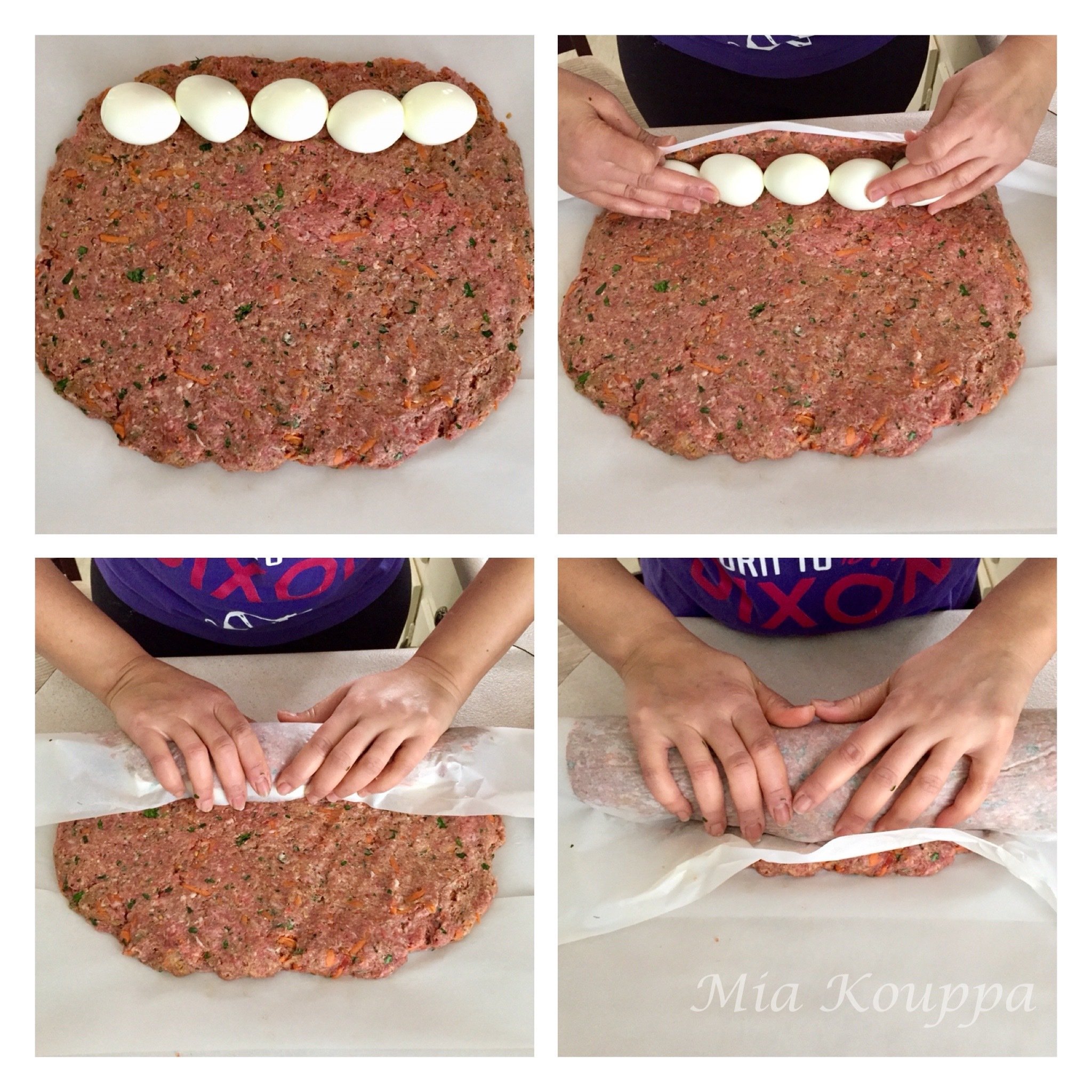 Meatloaf with hard-boiled eggs (Ρολό με κιμά και αβγά)