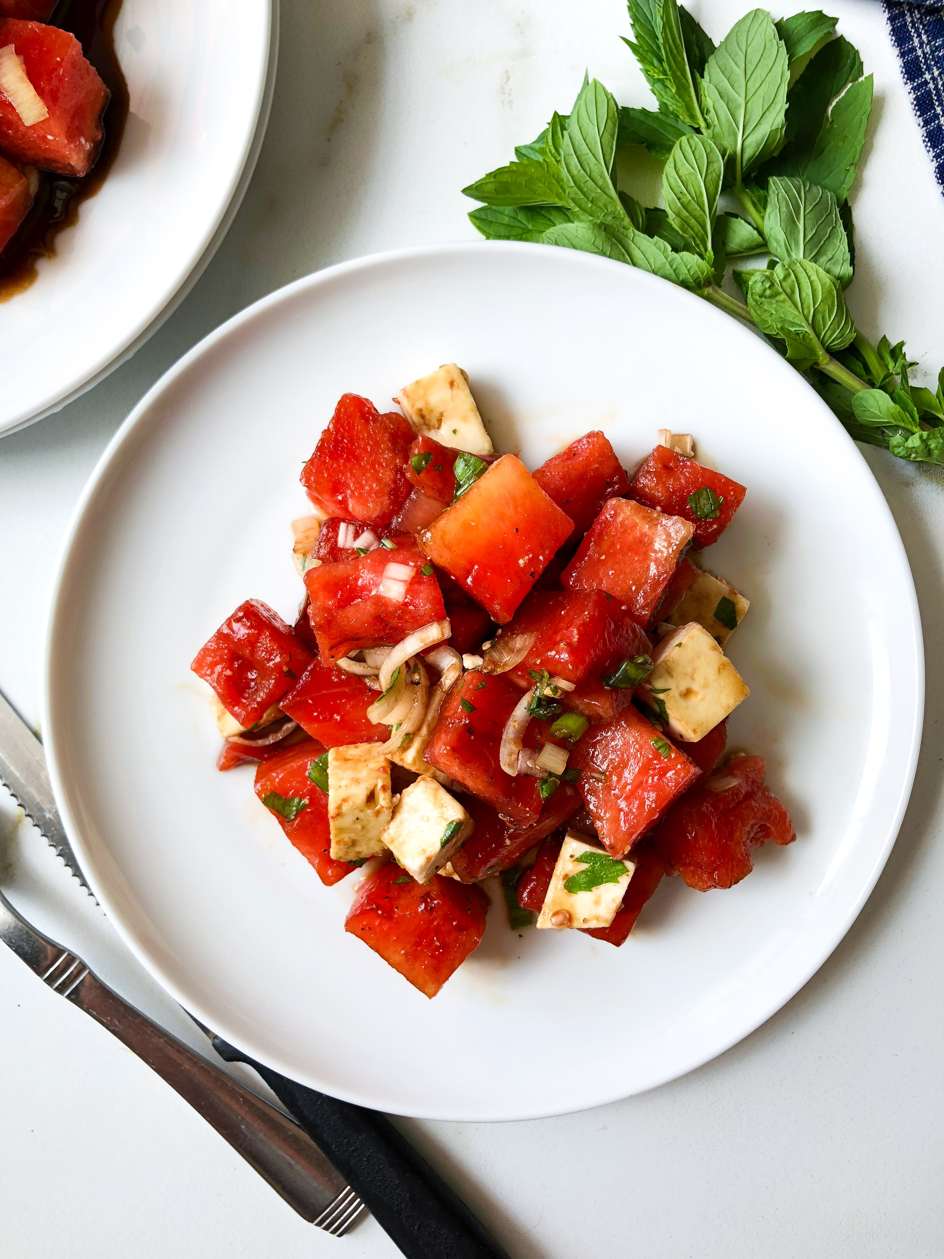 Grilled watermelon and feta salad