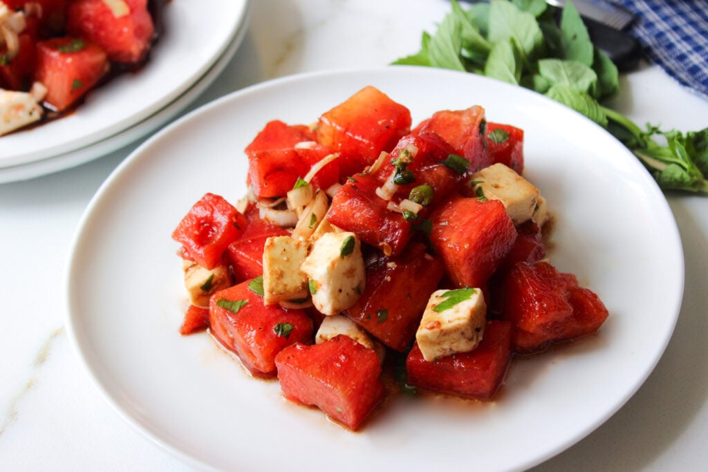 Grilled watermelon and feta salad
