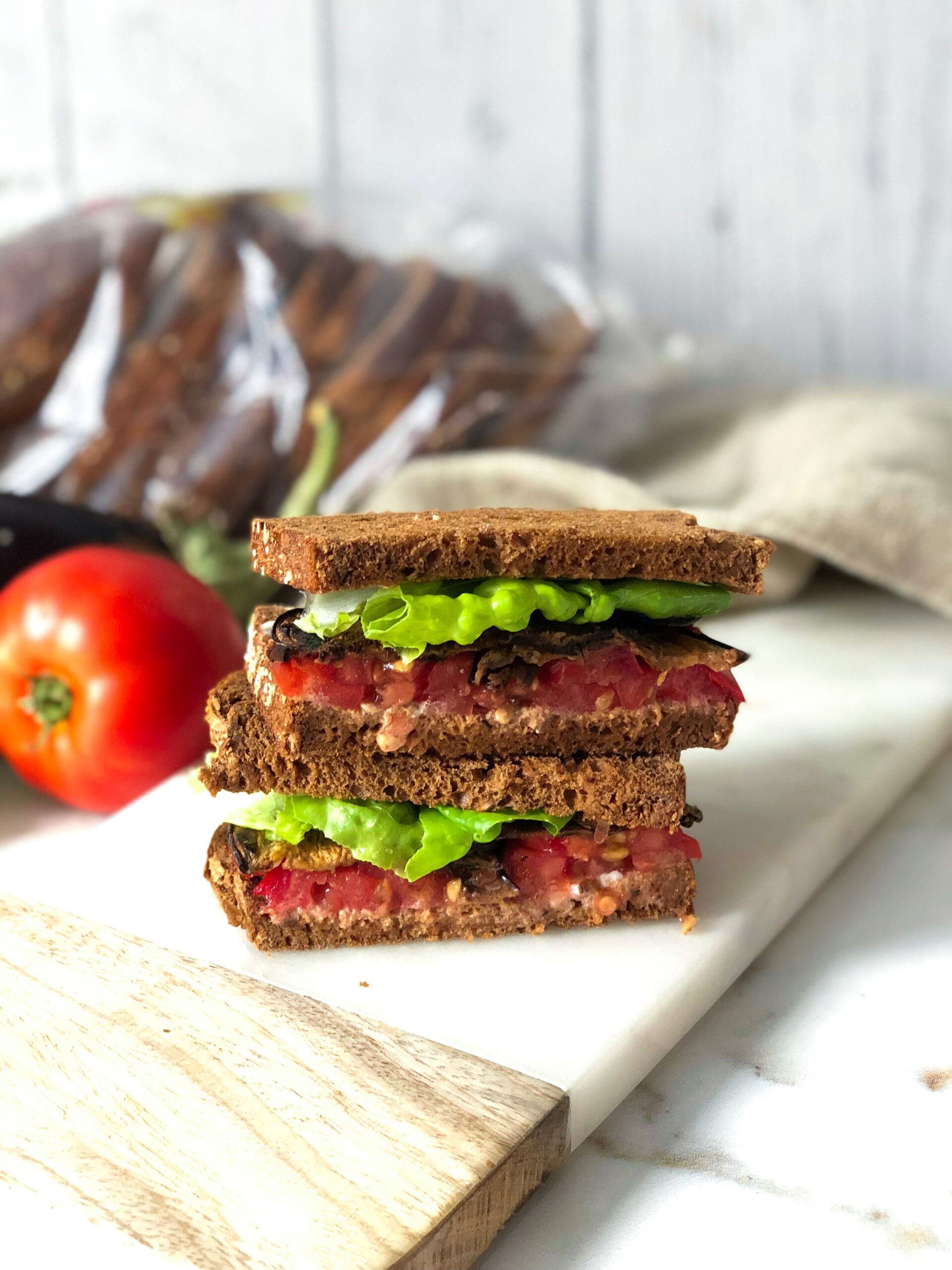 Eggplant BLT sandwich
