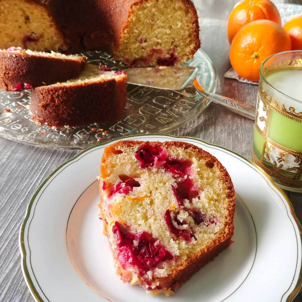 Orange and cranberry olive oil cake