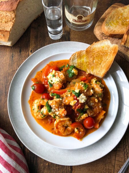 Shrimp saganaki