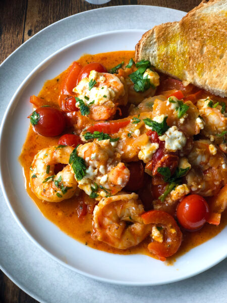 Shrimp saganaki