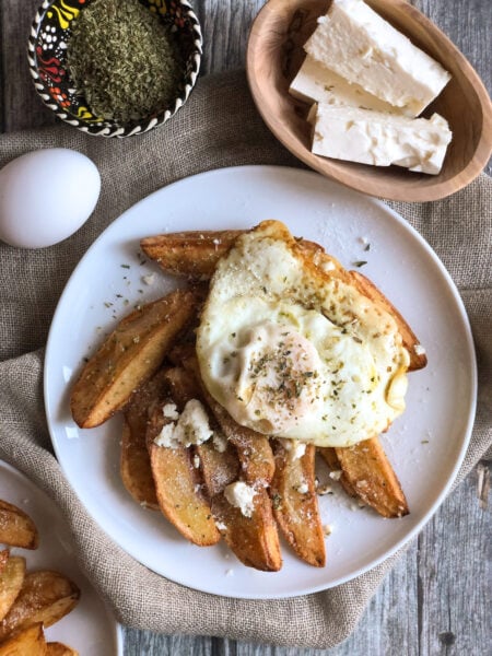 Fried potatoes and egg