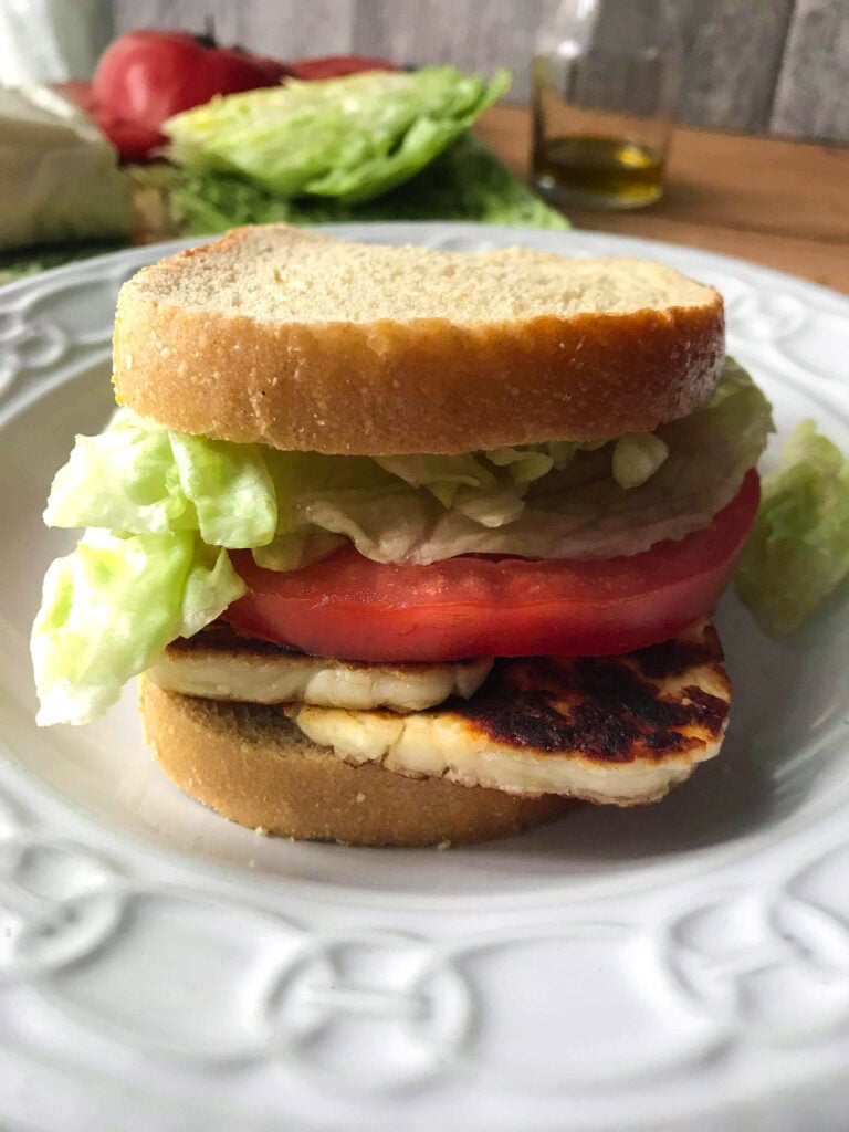 Halloumi, lettuce and tomato sandwich