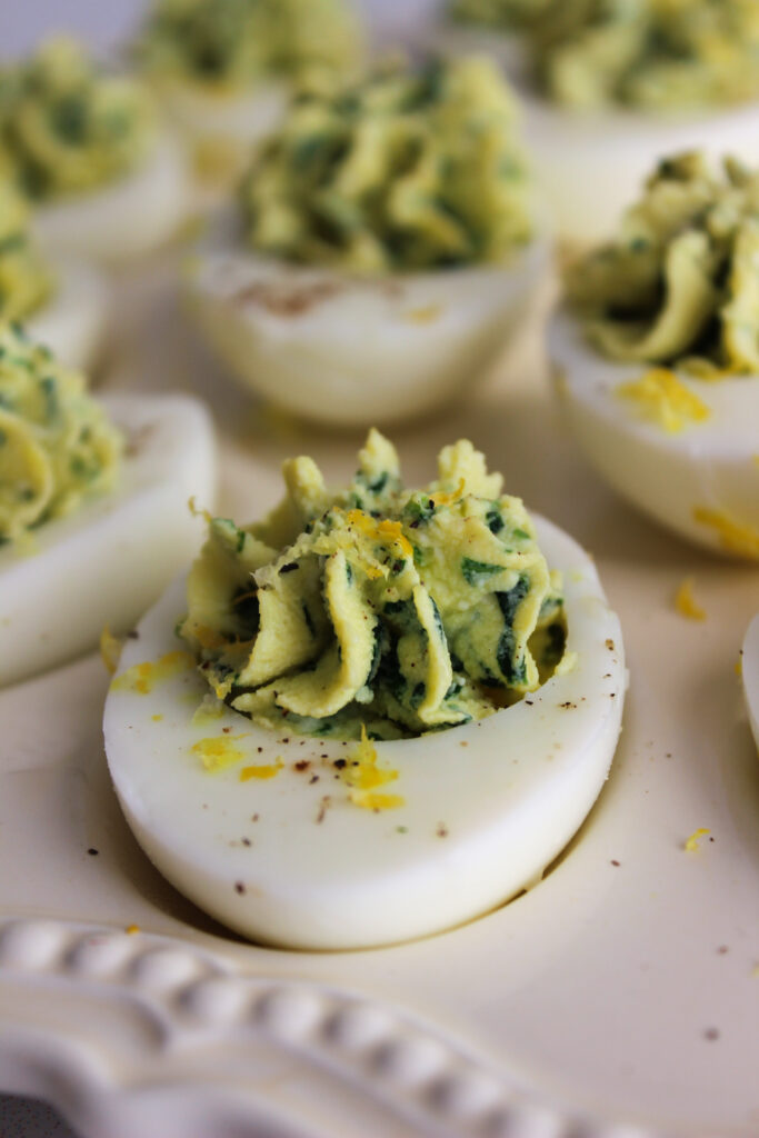 Spanakopita inspired deviled eggs