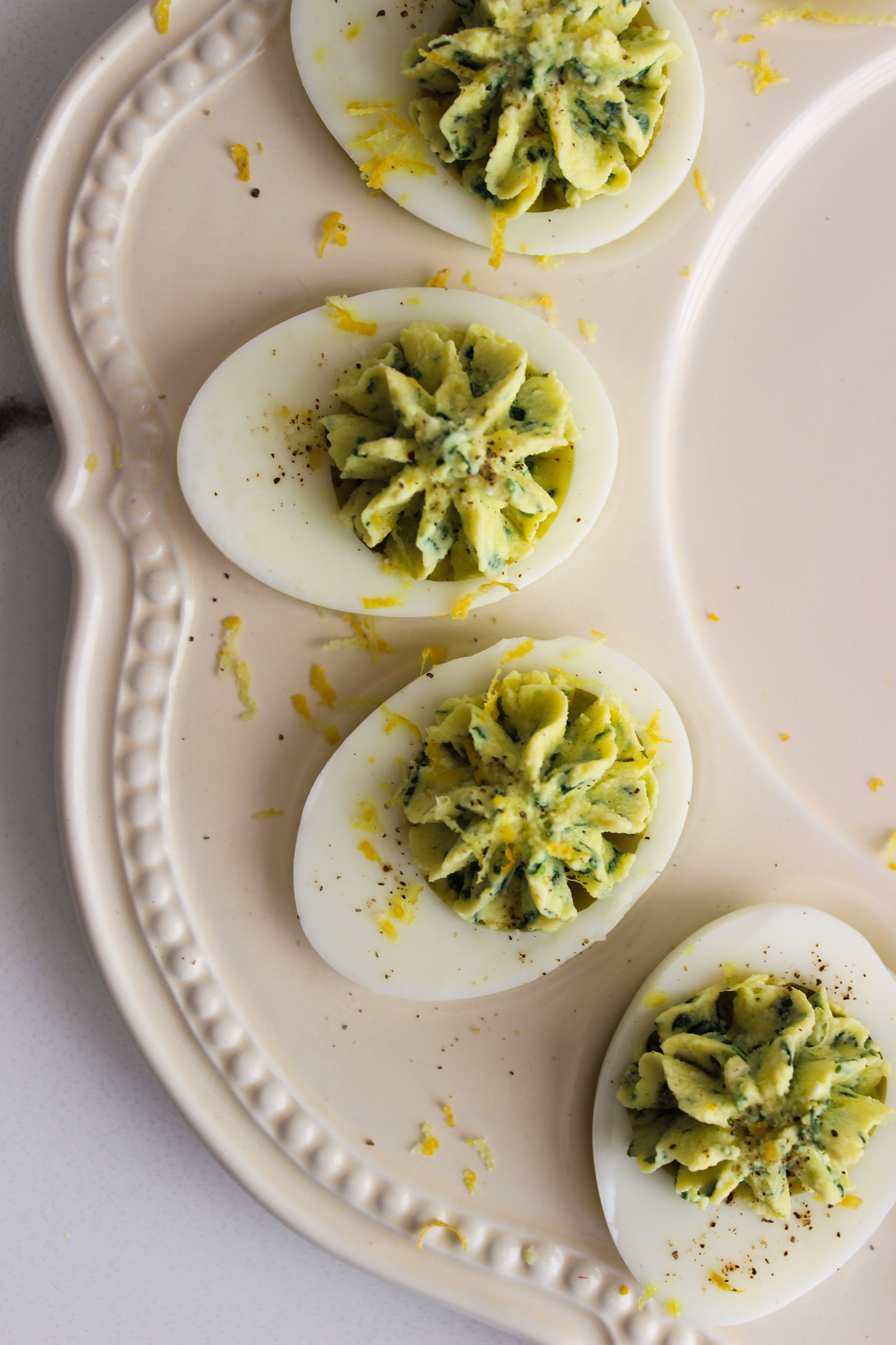 Spanakopita inspired deviled eggs