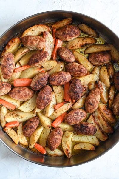 Biftekia with roasted lemon potatoes