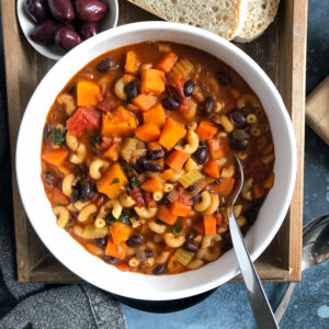 The easiest and best vegetable minestrone recipe with beans and pasta.