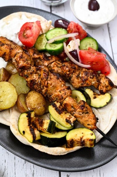 Marinated chicken breasts which make an amazing chicken brochette.