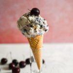 No churn cherry ice cream with chocolate chunks is a great summertime treat, no ice cream maker needed!
