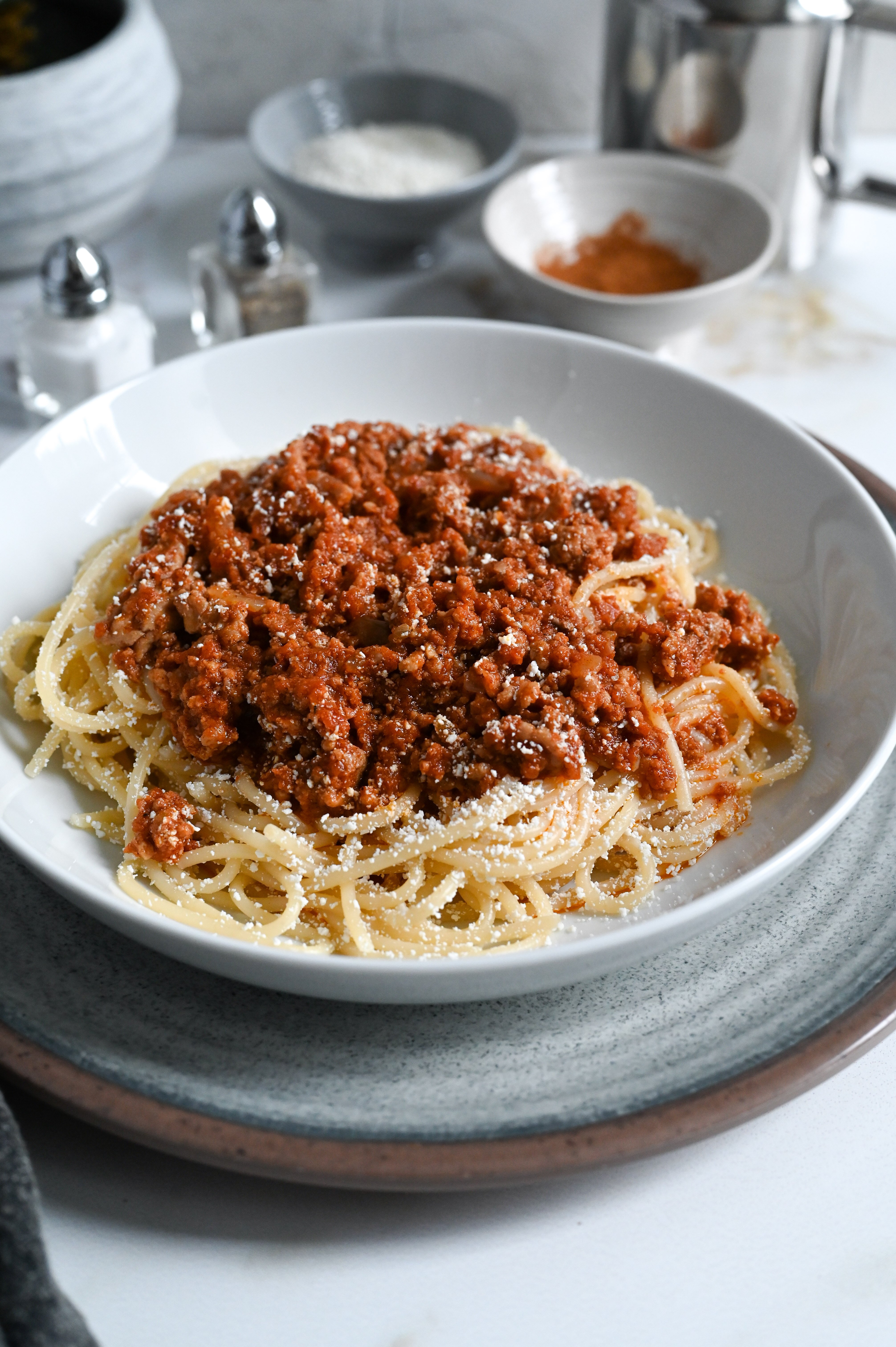 Greek-style spaghetti with meat sauce is a meal that is pure comfort food.