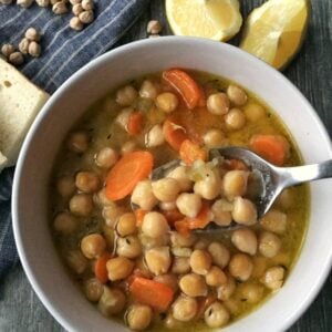 Revithosoupa or Greek chickpea soup is a hearty vegan soup that is full of flavour and nutrition!