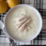 Avgolemono (egg and lemon) soup with chicken, is a classic Greek chicken soup made with rice and a rich egg-lemon sauce.
