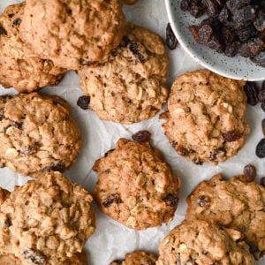 These oatmeal raisin cookies are made with gluten-free flour and they are amazing!