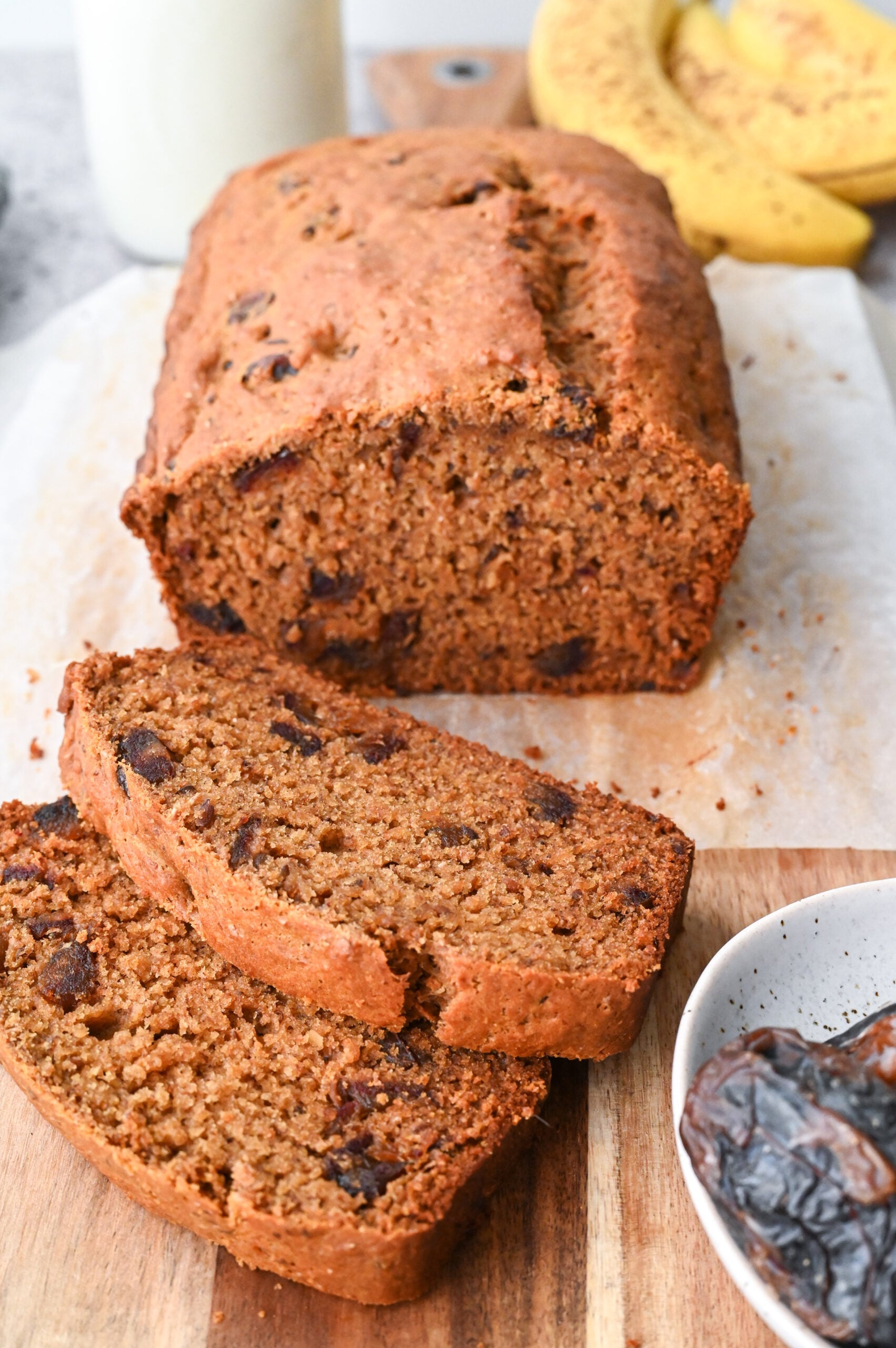 Healthy banana bread with dates