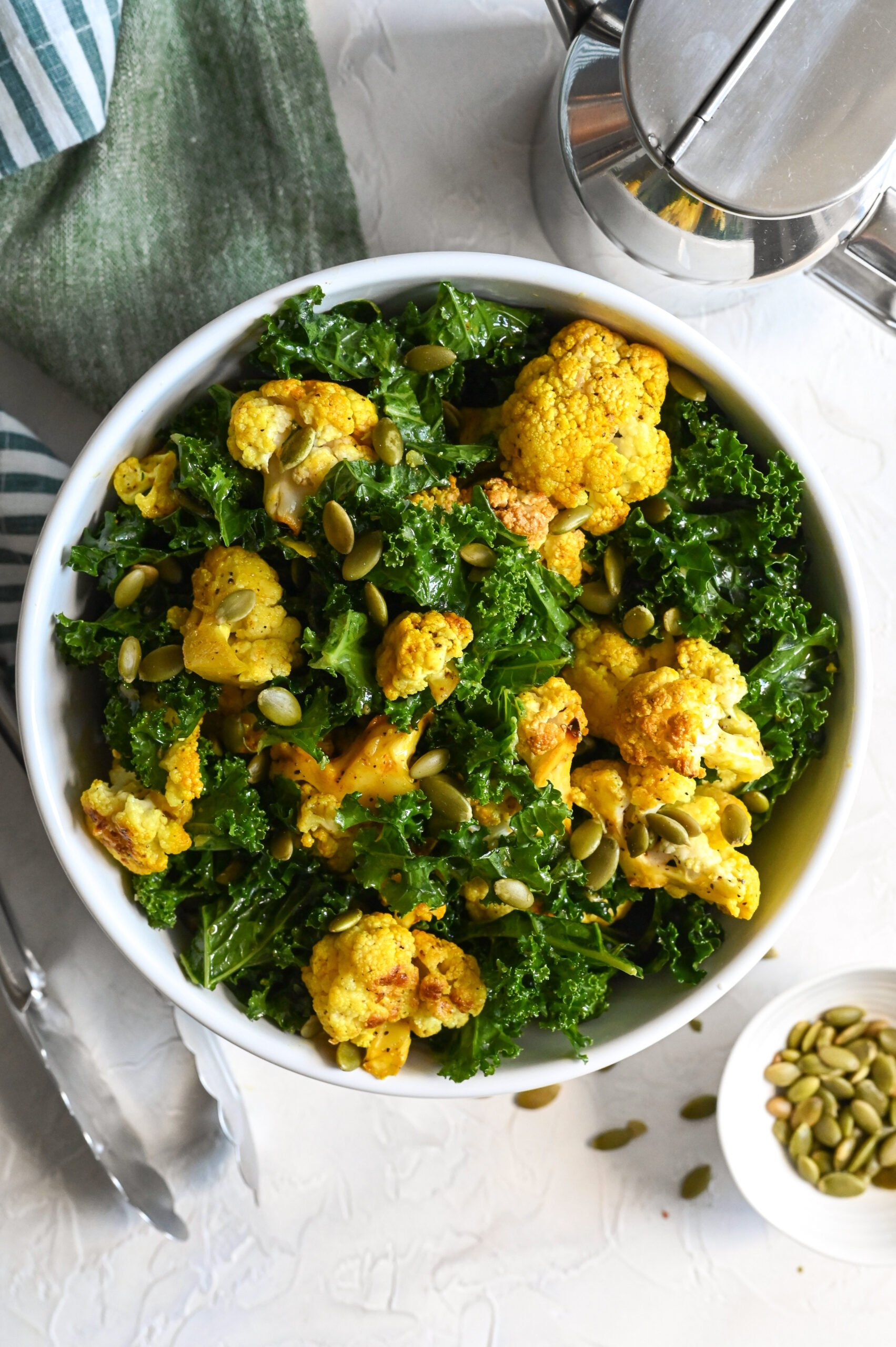Roasted cauliflower and kale salad Mia Kouppa, Greek recipes and more