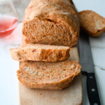 A lovely loaf of bread made with roasted red peppers and flavoured with garlic and chives.