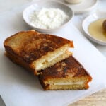 Tsoureki and feta grilled cheese is a sweet, salty, crunchy and oozy grilled cheese sandwich that you’ll love!