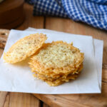 Oven baked cheese crisps made with Greek kefalotyri .