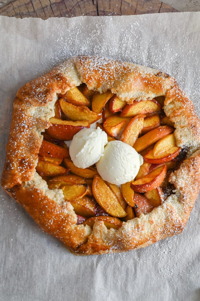Peach galette is an easy and delicious summer dessert.