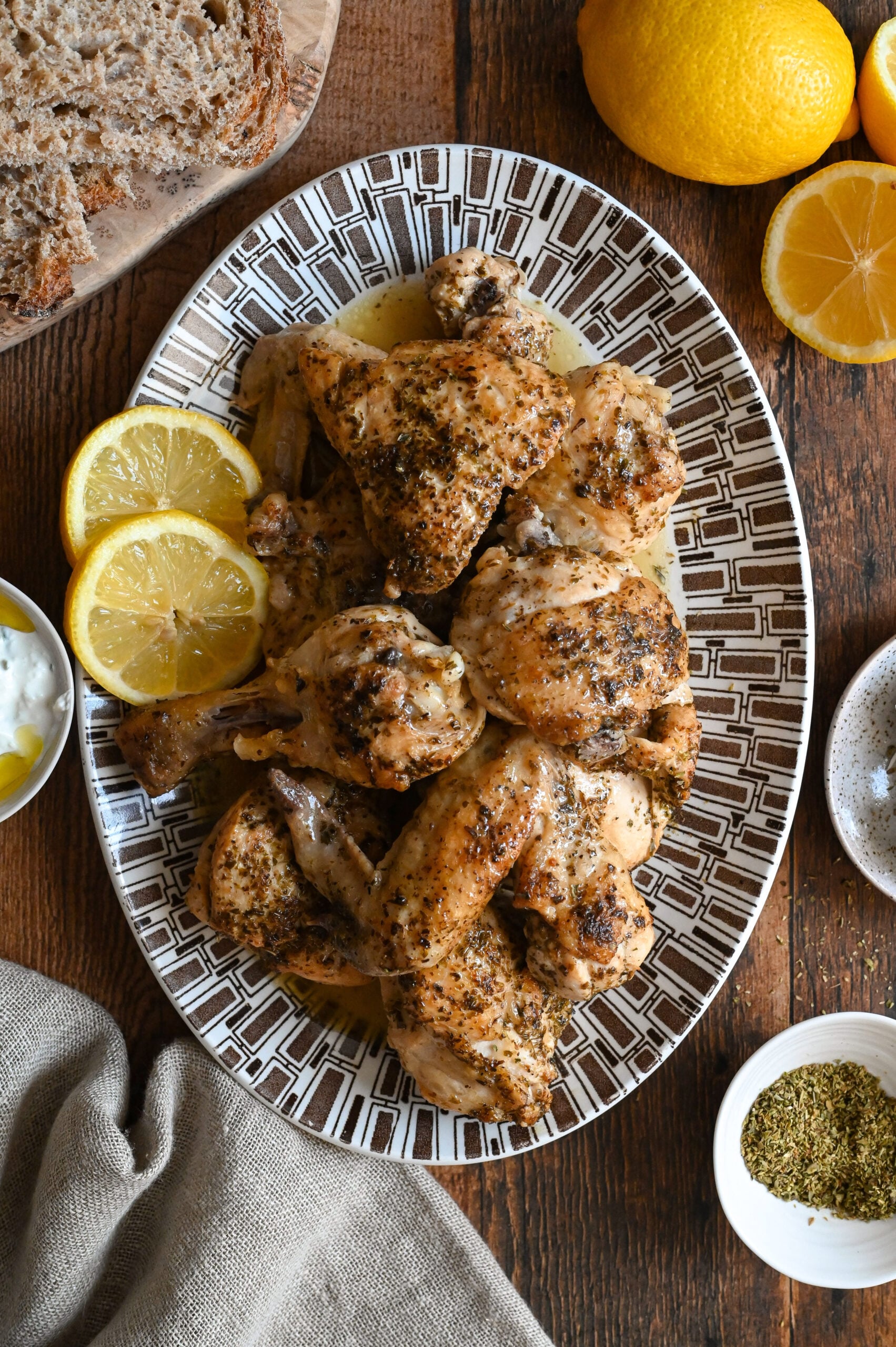 Chicken with lemon and oregano (Kotopoulo riganato)