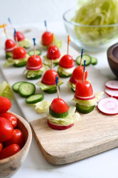 The cutest way to eat your salad - bite size appetizer perfect for a party.