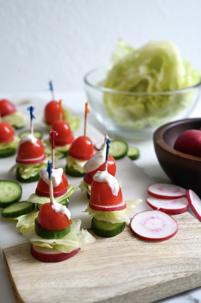 The cutest way to eat your salad - bite size appetizer perfect for a party.