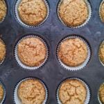 Quick and easy vegan apple oatmeal muffins sweetened with dates and maple syrup.
