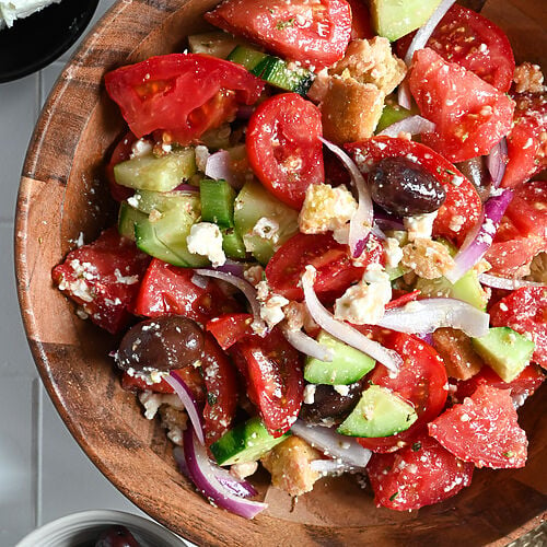 Greek salad, or Horiatiki (Village) salad should be part of every Greek meal.