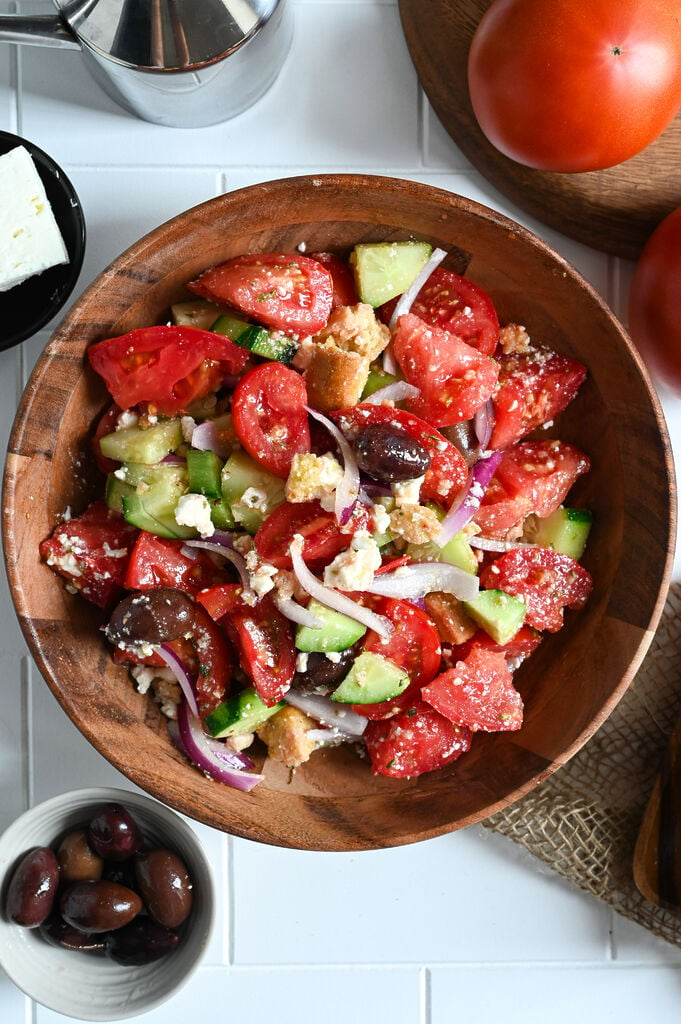 Greek salad, or Horiatiki (Village) salad should be part of every Greek meal.