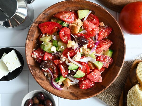 Greek salad, or Horiatiki (Village) salad should be part of every Greek meal.