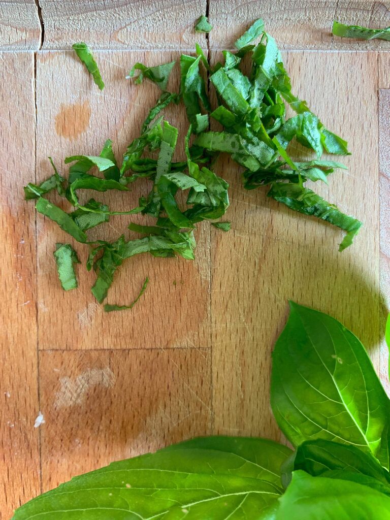 Basil for the caprese salad