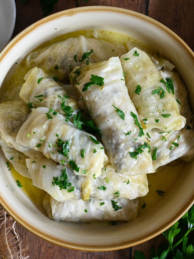 Greek cabbage rolls with zucchini and rice