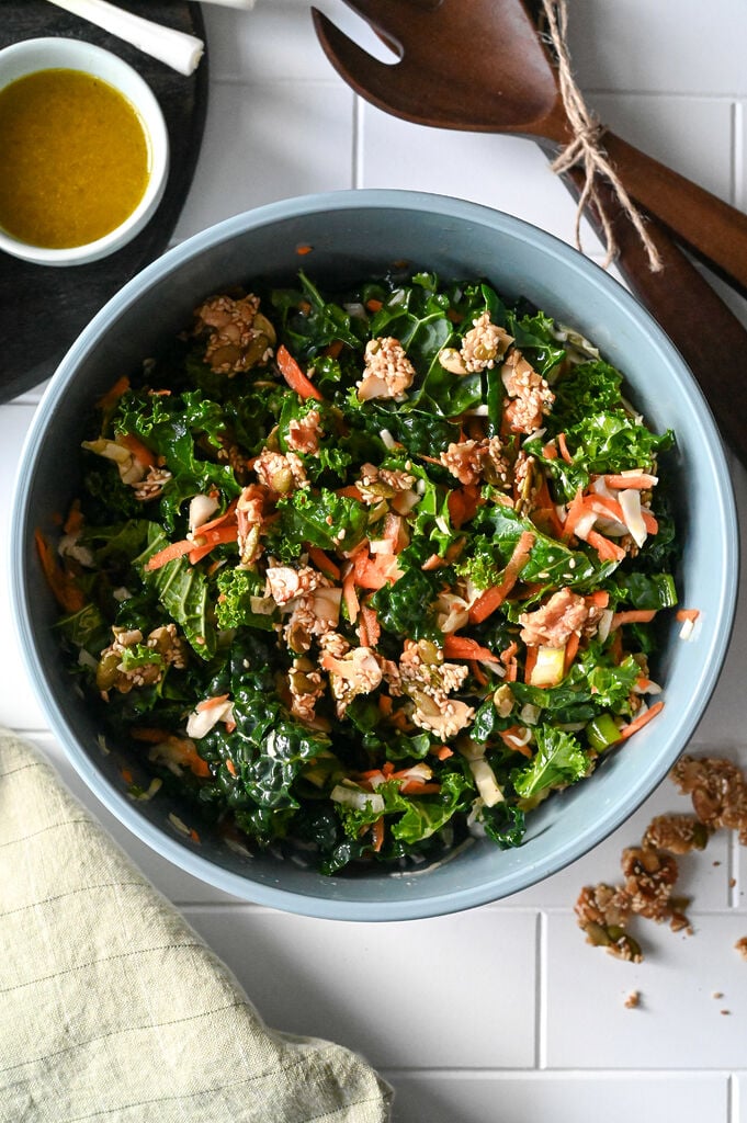 Chopped kale and cabbage salad