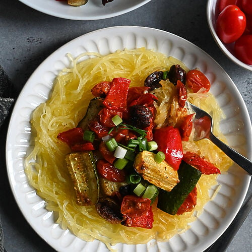 Spaghetti squash and roasted vegetables