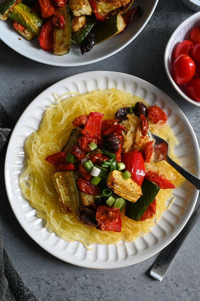 Spaghetti squash and roasted vegetables