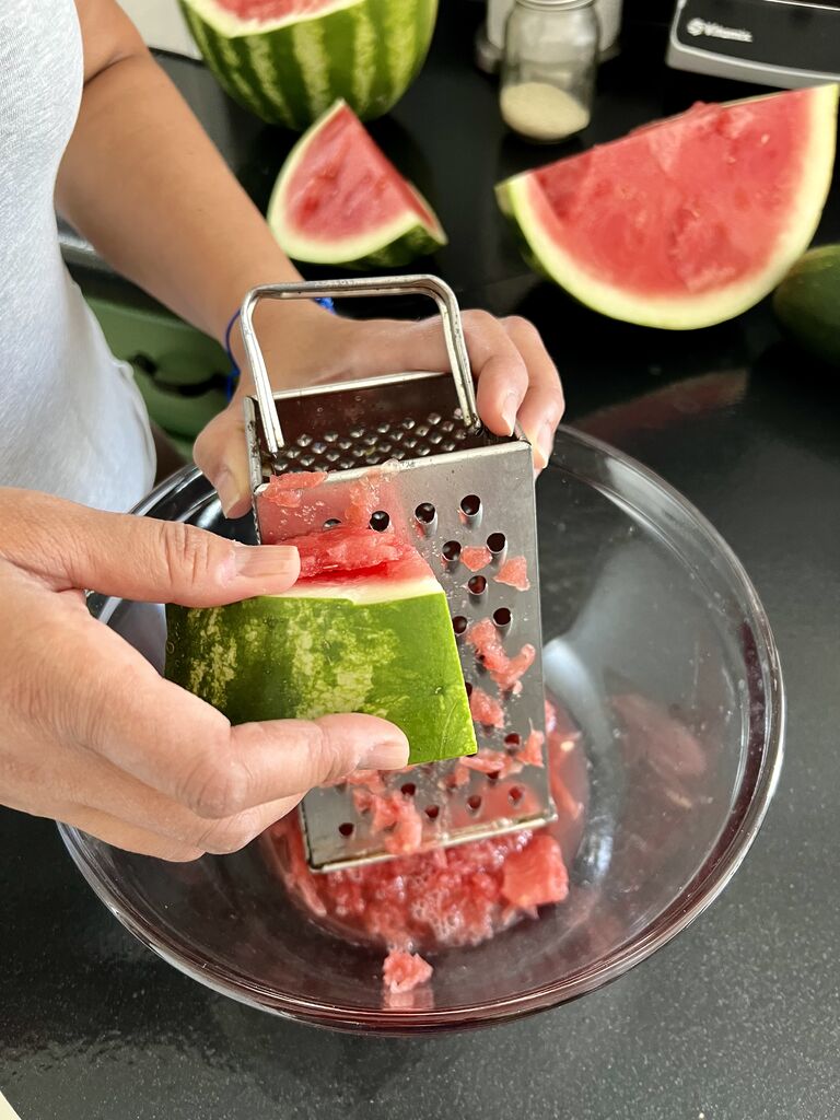 Grating the watermelon