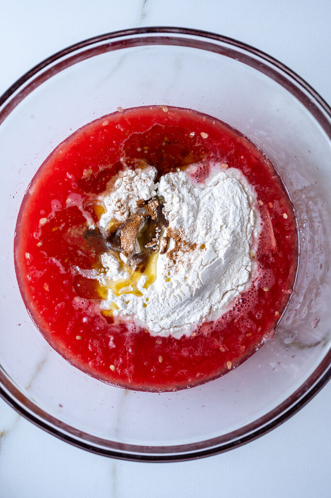 Ingredients: grated watermelon, flour, cinnamon, salt, honey