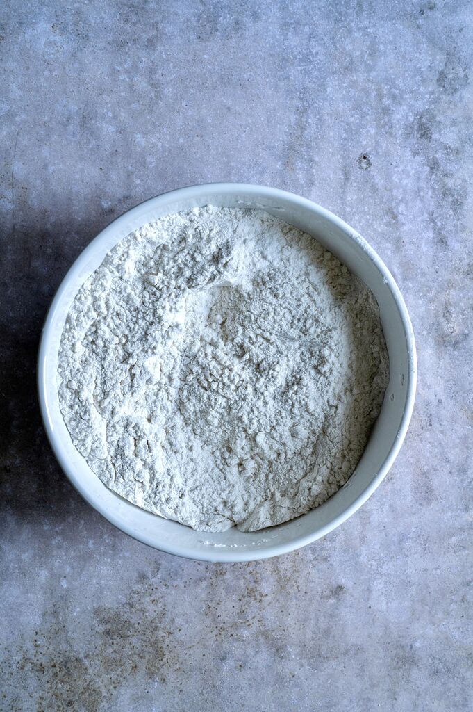 Flour in a bowl.