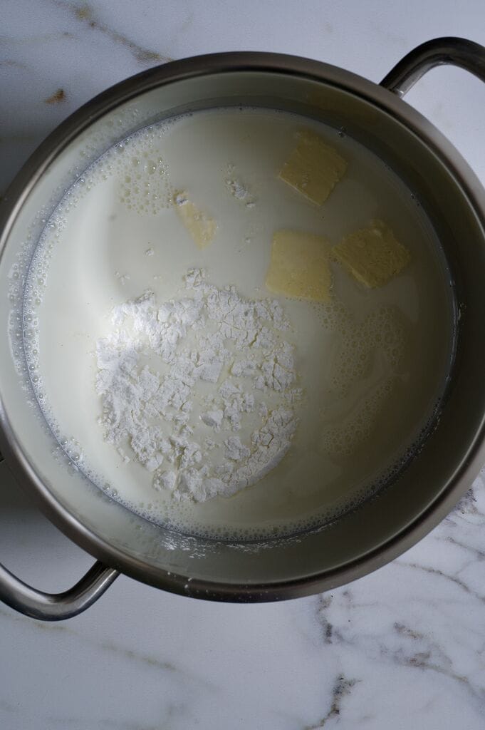 Preparing the custard.