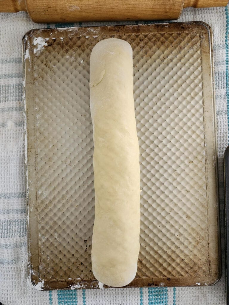 Cinnamon dough rolled out.
