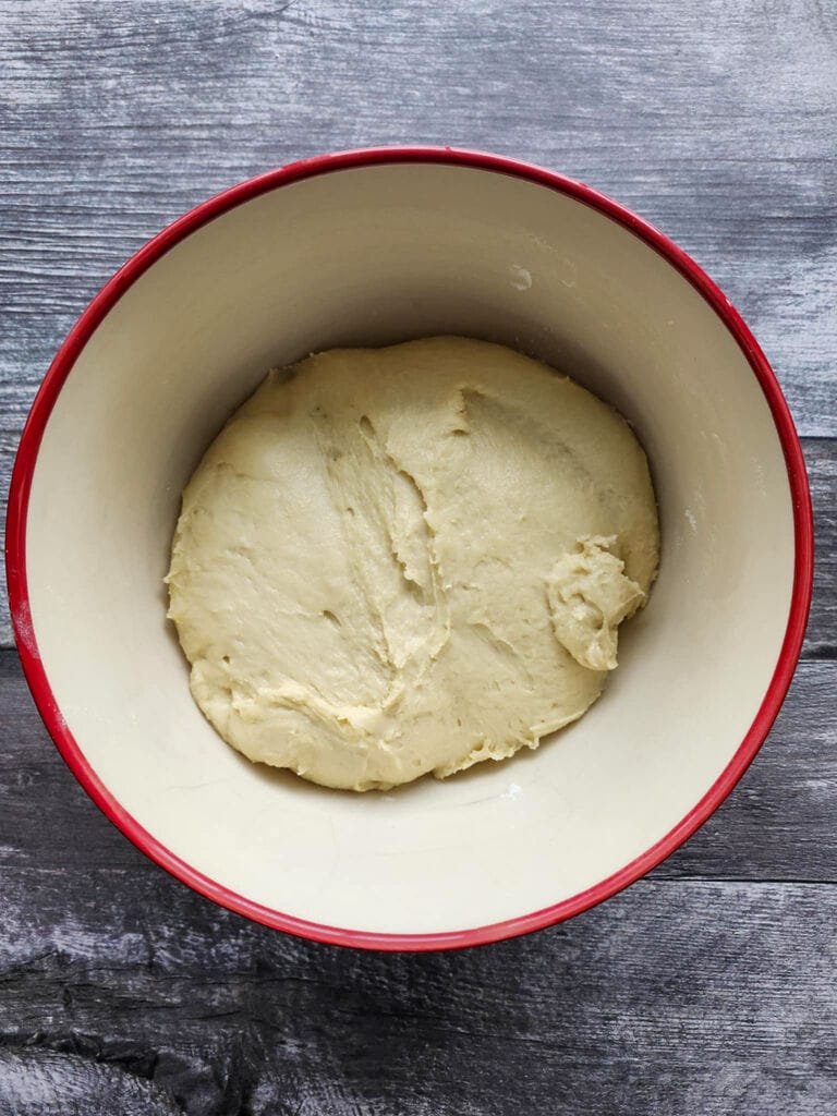 The dough ready to rise.
