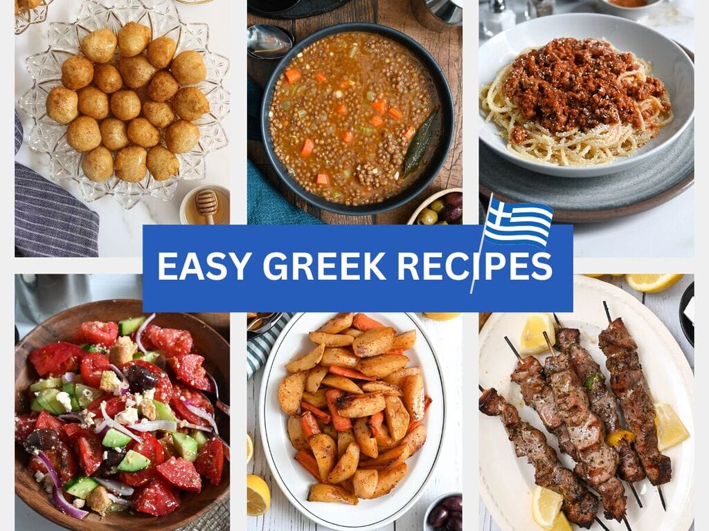 A collage of pictures of Easy Greek recipes