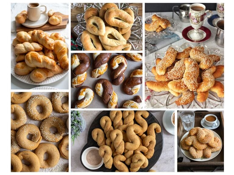 Picture of various Greek koulourakia.
